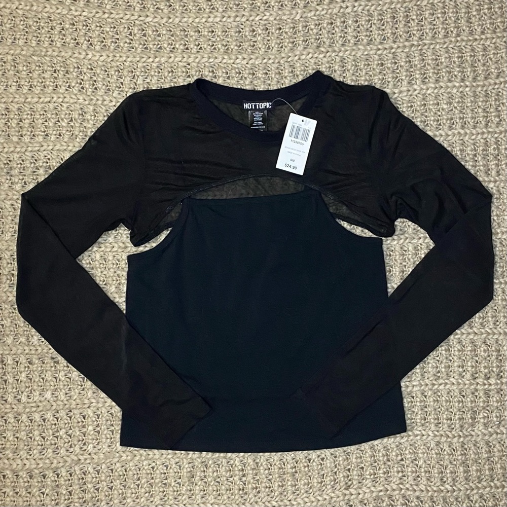 New Hot Topic Black Mesh Top